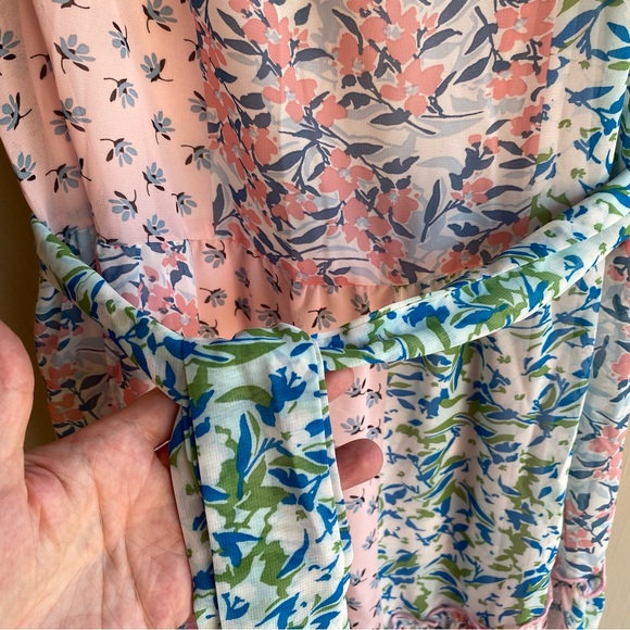 Bonnie Jean Pink and Blue Floral Kids Casual Dress - Picture 2 of 10